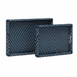 Avanna Tray Blue/ White Faux Wicker- 2 Sizes