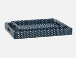 Avanna Tray Blue/ White Faux Wicker- 2 Sizes