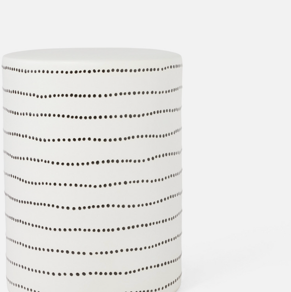 Geoffrey White/ Black Ceramic Stool