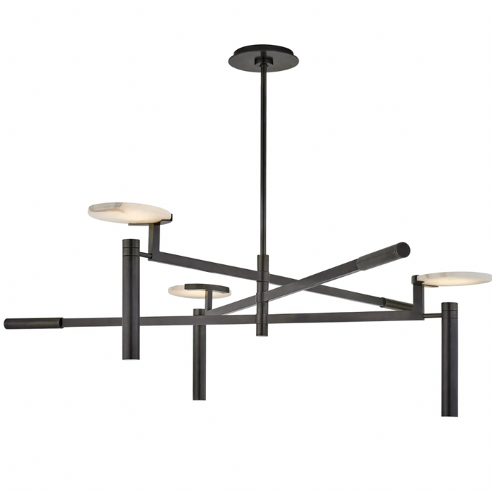 Melange Large Floating Disc Chandelier, Bronze & Alabaster