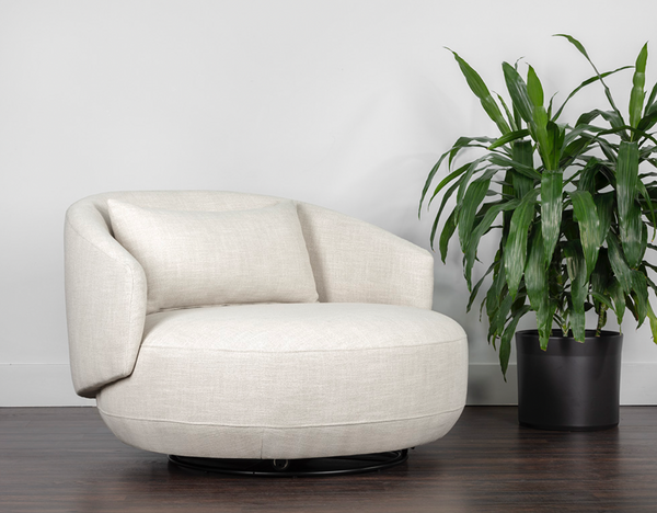 Walsh Swivel Lounge Chair, Effie Linen