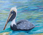 Pelican Swimming, 36.25"W x 29.5"H