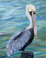 Pelican on Rock, 24"W x 30"H