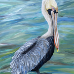 Pelican on Rock, 24"W x 30"H