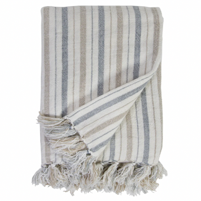 Naples Oversized Throw, Ocean/ Natural