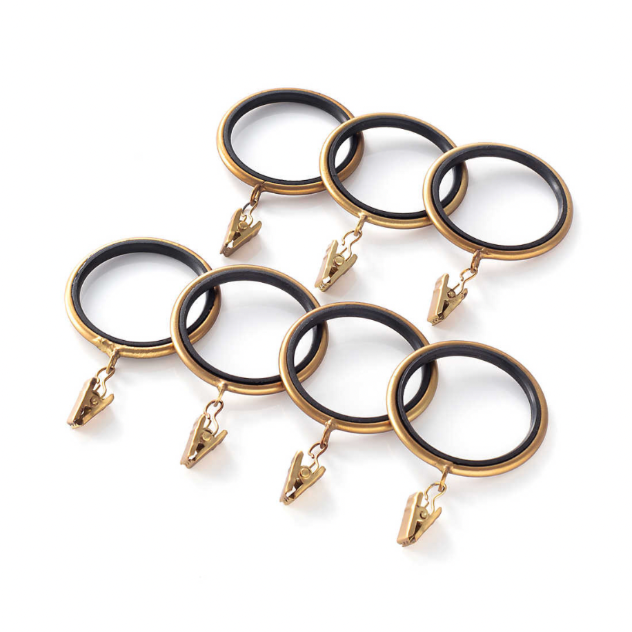 Curtain Clip Ring, Satin Brass, Set of 7