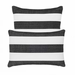 Catamaran Indoor/ Outdoor Pillow- Black/White Stripe, 15" x 24" (Lumbar)