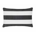 Catamaran Indoor/ Outdoor Pillow- Black/White Stripe, 15" x 24" (Lumbar)