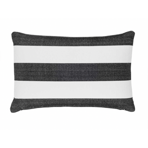 Catamaran Indoor/ Outdoor Pillow- Black/White Stripe, 15" x 24" (Lumbar)