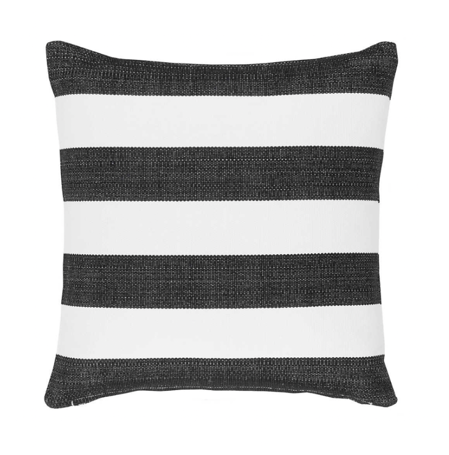 Catamaran Indoor/ Outdoor Pillow- Black/White Stripe, 21" x 21"