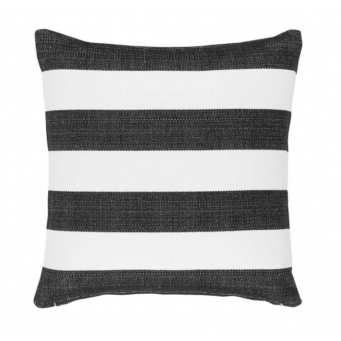 Catamaran Indoor/ Outdoor Pillow- Black/White Stripe, 21" x 21"