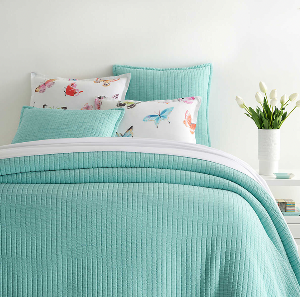 Boyfriend Matelasse Collection, Soft Turquoise
