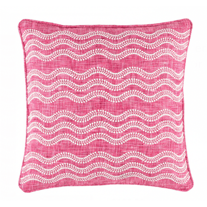 Scout Embroidered Indoor/Outdoor Decorative Pillow- Fuchsia, 20" x 20"