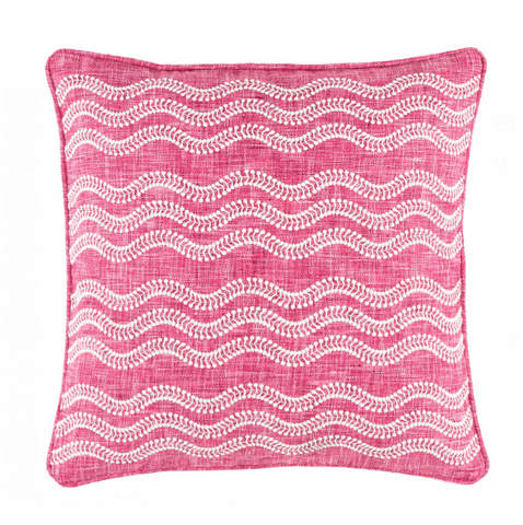 Scout Embroidered Indoor/Outdoor Decorative Pillow- Fuchsia, 20" x 20"