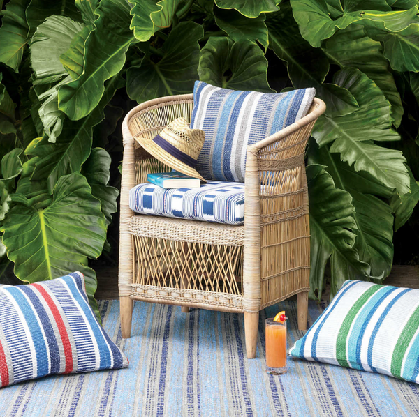 Always Greener Indoor/Outdoor Pillow- Blue/Grey, 16" x 20" (Lumbar)