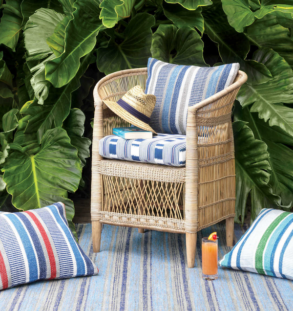 Always Greener Indoor/Outdoor Pillow- Blue/Red, 16" x 20" (Lumbar)