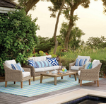 Always Greener Indoor/Outdoor Pillow- Navy/French Blue, 16" x 20" (Lumbar)