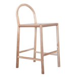 Julia Counter Stool, Camel Leather w/ Natural Teak Wood