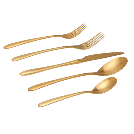 Alba, Gold Flatware, 5 Piece Set