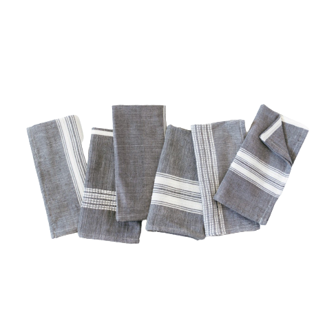 Aden Cotton Napkins, White & Grey