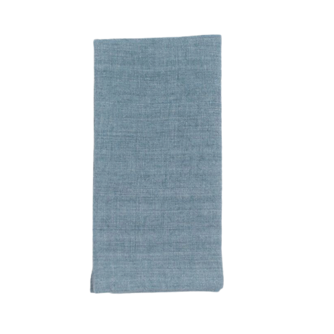 Stone Washed Linen Hemmed Dinner Napkin (Denim), Set of 6