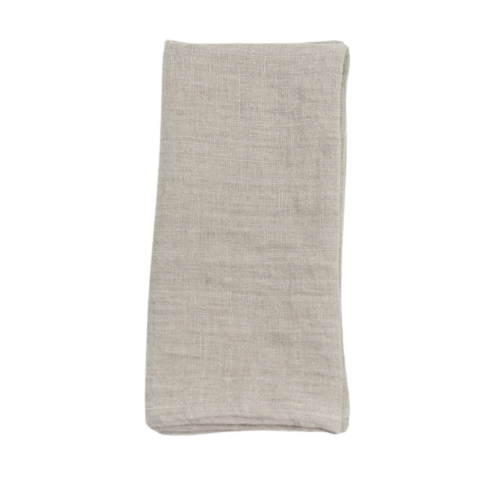 Stone Washed Linen Hemmed Dinner Napkin (Flax), Set of 6
