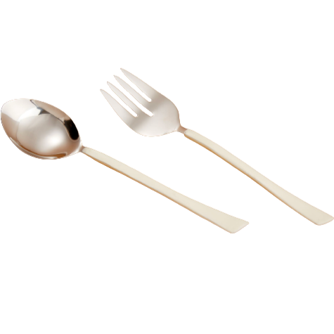 Stainless & White Dipped Enamel Serving Set