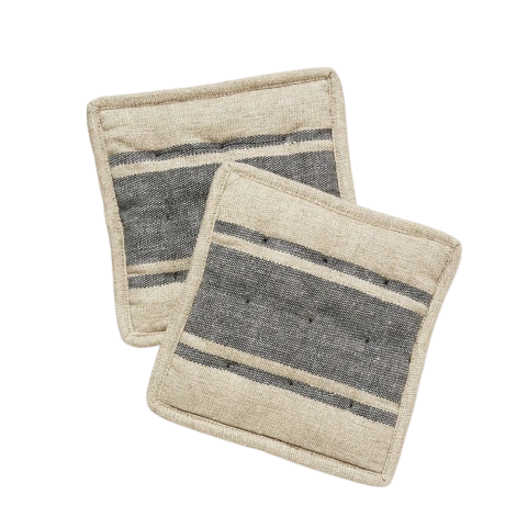 Handloom Stripe Potholders, Navy