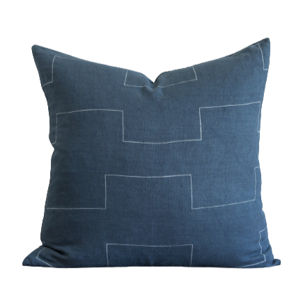 Harbor on Indigo Pillow, 22" x 22"