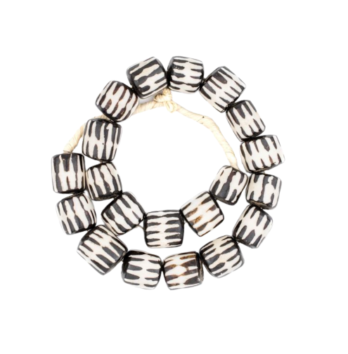 Chevron Design Batik Bone Beads, Barrel