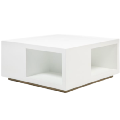 Brooklyn Coffee Table - Designer White Faux Belgian Linen, 38"L x 38"W x 18"H