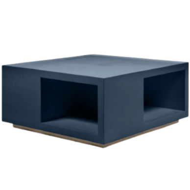 Brooklyn Coffee Table, True Navy Faux Belgian Linen, 48"L x 48"W x 18"H