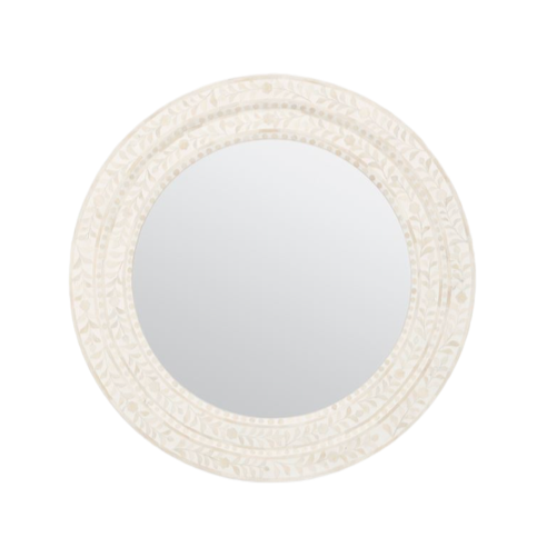 Lexi Mirror 32", Natural Bone/White Resin