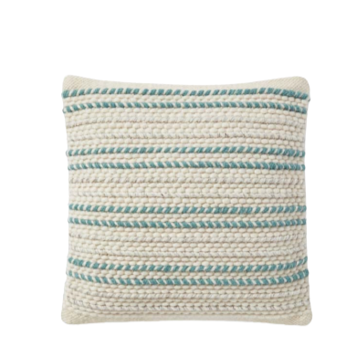 Ped0021 Beige / Teal, 18" x 18"