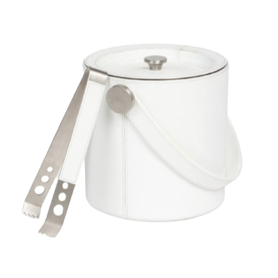 Brisbane Ice Bucket with Tongs, Bright White