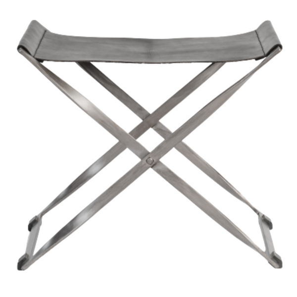 Harper Scissor Ottoman in Aged Obsidian & Burnished Riviera