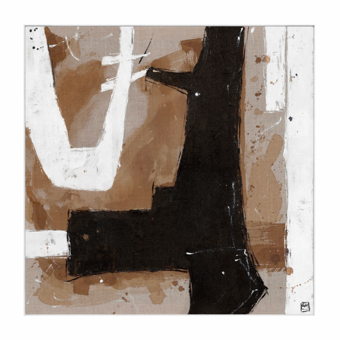 Umber Connection On Linen II - Framed Canvas, 53 x 53