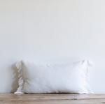 White Fringe Indoor/Outdoor Lumbar Pillow, 12" x 20"