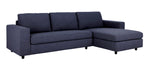 Ethan Sofa - Left Facing Chaise, Flanningan Midnight Performance Fabric - Contract Viable