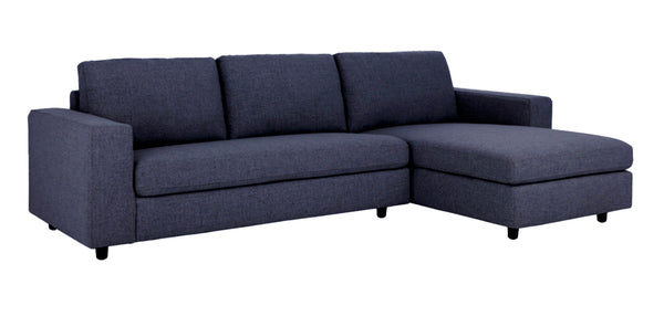Ethan Sofa - Left Facing Chaise, Flanningan Midnight Performance Fabric - Contract Viable