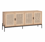 Avida Sideboard Large Rustic Oak / Black, 71.75"W x 18.5"D x 32.5"H