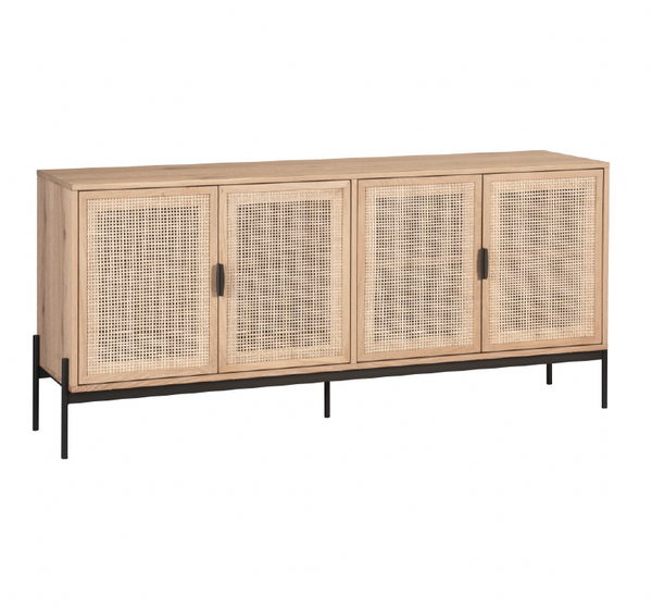 Avida Sideboard Large Rustic Oak / Black, 71.75"W x 18.5"D x 32.5"H