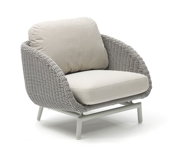 Scoop Occasional Chair with Optional Ottoman, Light Grey Aluminum