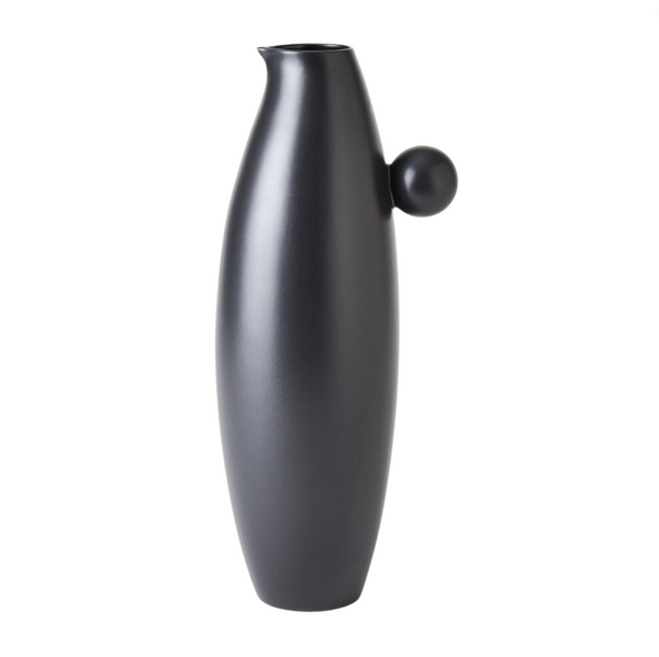 Ceramic Ball Handled Vase/ Ice Bucket & Pitchers, 3 Styles, Black Glaze