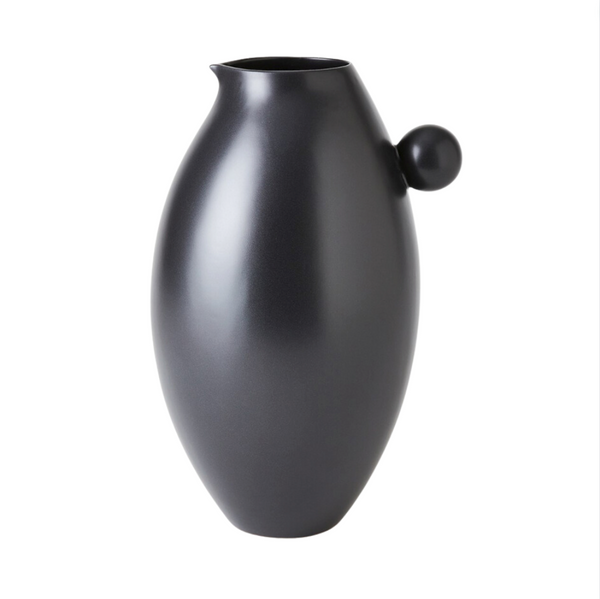Ceramic Ball Handled Vase/ Ice Bucket & Pitchers, 3 Styles, Black Glaze