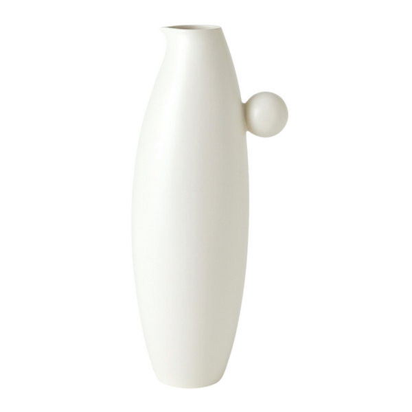 Ceramic Ball Handled Vase/ Ice Bucket & Pitchers, 3 Styles, White Glaze