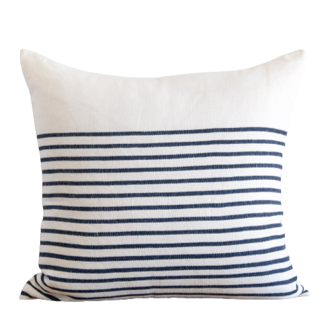 Three Quarter Stripe-Denim Blue, 22" x 22"