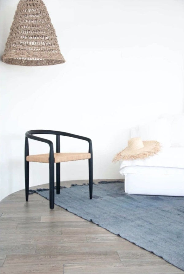 Bridgette Dining Chair- Natural Paper Cord & Black Teak Wood