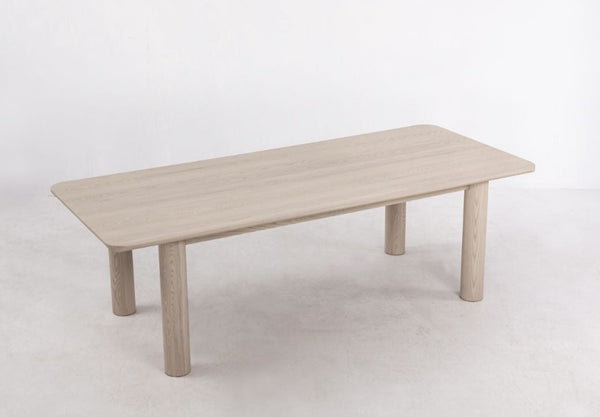Arc 98" White Ash Dining Table, Nude