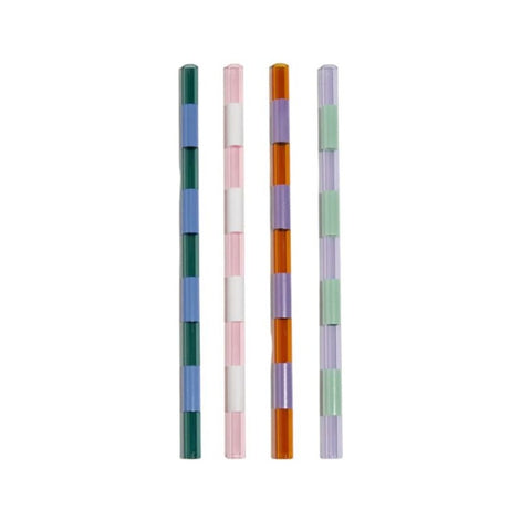 Striped Straws 4 Pack, Mixed